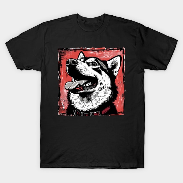 Retro Art Siberian Husky Dog Lover T-Shirt by June Sixteen